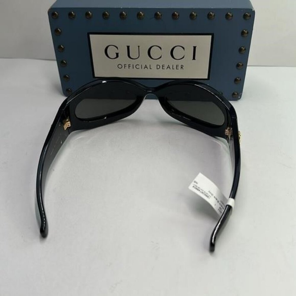 New Authentic GUCCI GG1247s 001 Black/Gold Oval sunglasses - Picture 14 of 14